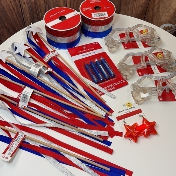 Michaels 4th of July Craft Ribbon Wands Flashing Star Glasses Earrings Bundle - Picture 11 of 16
